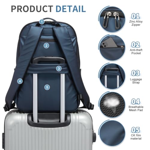 16 Inch Laptop Backpack for Men, Business Work Backpack for Everyday Commute, Waterproof Travel Office Computer Bag, Blue - color: Blue