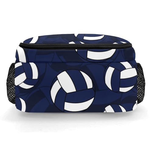 Navy Blue Volleyball Pattern Casual Backpack Daypack Bookbag Laptop Bag Custom Shoulders Backpacks for Gifts - color: Navy Blue Volleyball Pattern