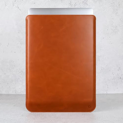 Casemade Real Leather Laptop Sleeve for MacBook Pro & Air Fits 13, 14, 15 & 16 Inch - Genuine Full Grain Leather with Soft Wool Lining (16-inch - 2019) - color: Tan, size: 16" 2019