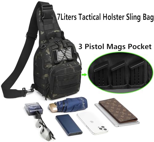 Tactical Sling Backpack Military Crossbody Bag Pack for Mens One Shoulder Holster Sling Bag 10L - color: Small Black .