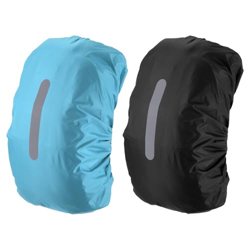 PATIKIL Waterproof Backpack Rain Cover, Non-Slip Backpack Cover with Vertical Reflective Strap Stay Dry - color: Black/Lake Blue, size: XL(65-75L)