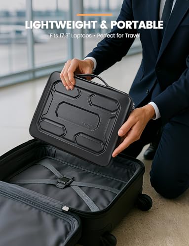 DOMISO 17 inch Laptop Sleeve with Handle Shockproof Computer Bag Waterproof EVA Protective Carrying Case for 17.3" MSI GS73VR Stealth Pro/HP Envy 17/LG Gram 17"/ROG Strix GL702VS, Black - color: Black, size: 17.3 inch