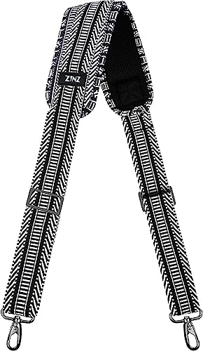 ZINZ Bag Shoulder Strap, Padded Adjustable Shoulder Strap Replacement - color: Black&white Jacquard, size: 57"