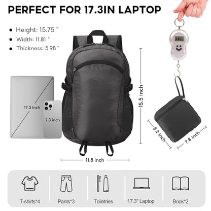 Small Hiking Backpack Travel Lightweight Hiking Packable Daypack Water-Resistant Foldable Ultralight Backpacks 15L for Travel Women Men Camping (Black) - color: Black, size: 15L