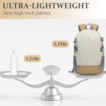 Hiking Backpack for Men Women, 25L Lightweight Travel Backpack Camping Daypack for Outdoors - color: White & Brown