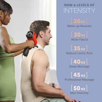 Lifepro Massage Gun & Massage Gun Holder (Sold Separately) - Percussion Muscle Massager for Athletes with 8 Heads and 5 Speed Settings - Deep Tissue Back Muscle Massager Extender for Recovery - color: Red