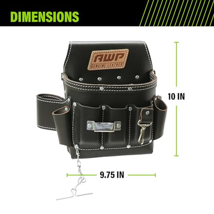 AWP Tool Pouch, Electrician Tool Pouch, Premium, Professional Multi-Pocket Organizer - size: 1 Pack, style: 7 Pocket Leather Tool Pouch