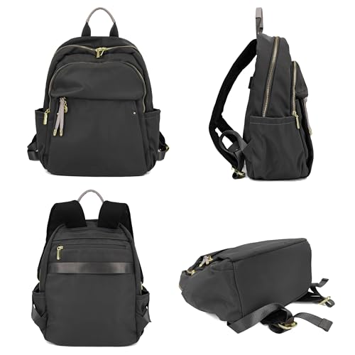 M-ioi-M Medium Backpack Purse for Women, Fashion Nylon Daypack with Gold Hardware, Lightweight Water-Resistant Rucksack for College, Work, Travel, Everyday Use, Fits 13–14" Laptop (Space Gray,Medium) - color: Space Gray,medium