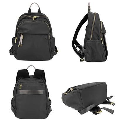 M-ioi-M Medium Backpack Purse for Women, Fashion Nylon Daypack with Gold Hardware, Lightweight Water-Resistant Rucksack for College, Work, Travel, Everyday Use, Fits 13–14" Laptop (Space Gray,Medium) - color: Space Gray,medium