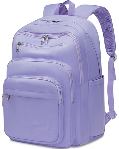 Backpack for Middle High School Teen Boys Girls Large College Bookbag with Laptop Compartment Back to School Book Bags Mochilas Escolares para Niños Niñas Adolescentes (Light Purple, Solid) - color: Light Purple