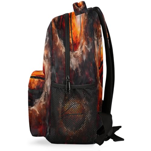 Large Backpack with 15.6 Inch Laptop Compartment, Ball Basketball Painting Adult Backpack for Work, Travel & School College Boys Girls - color: Ball Basketball Painting