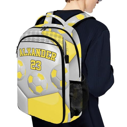 Sport Ball Athlete Player Soccer Yellow Primary Elementary School Bags Middle School Book Bags Dinosaur Bookbags for Preschool Child Grandson - color: Yellow