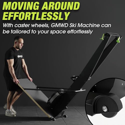 Ski Exercise Machine, GMWD Ski Equipment Indoor Aerobic Wind Resistance Machine, Indoor Strength Training Home Gym Equipment - color: Green