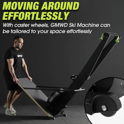 Ski Exercise Machine, GMWD Ski Equipment Indoor Aerobic Wind Resistance Machine, Indoor Strength Training Home Gym Equipment - color: Green