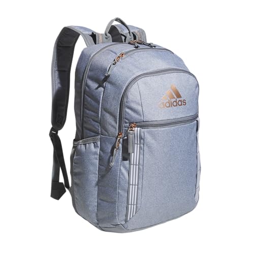 adidas Excel 7 School Backpack for Laptop, Gym and Travel, 34L, Twill Grey/Grey/Rose Gold/7, OSFA - color: Twill Grey/Grey/Rose Gold/7, size: One Size