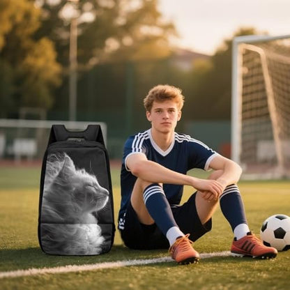 18.5in Basketball Backpack Basketball Bag with Shoe Compartment & Ball Holder, Waterproof Bag for Soccer Volleyball - color: Creative Realistic Kitten Print