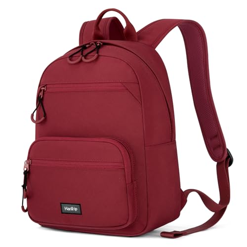 HanTrip Carry On Travel Backpack For Men Women, 13 Inch Small Mini Work Bag Personal Item Backpacks, Camping Back Pack Lightweight Hiking Daypack For Office Nurse Commuter (Burgundy) - color: Burgundy, size: 13 Inch