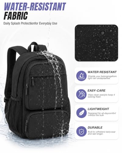 Black Backpack for School, High School Bookbag Back Pack for Teens Girls Boys, Lightweight College Backpack Book Bag for Women Men, Simple Casual Daypack Backpack Mochilas Escolares para Adolescentes - color: A1-black