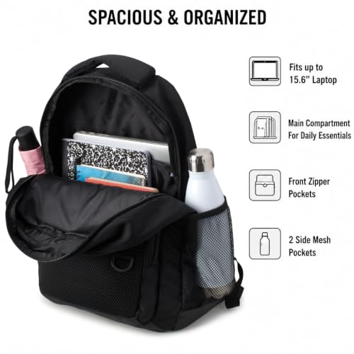 Reebok Backpack - Multipurpose Lightweight Carry On Everyday Laptop Gym Travel Commuter Backpack, Aire Black - color: Aire Black