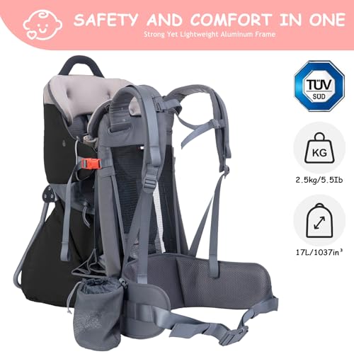 Wipha Baby Backpack Carrier, Toddler Carrier with Canopy, Adjustable and Safe Hiking Backpack for Baby(Creeper III-Black) - color: CREEPER III-BLACK