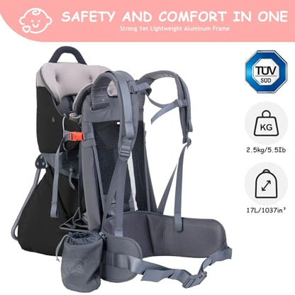 Wipha Baby Backpack Carrier, Toddler Carrier with Canopy, Adjustable and Safe Hiking Backpack for Baby(Creeper III-Black) - color: CREEPER III-BLACK