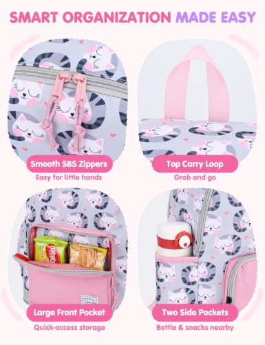 VASCHY Kids backpacks, Cute Lightweight Water Resistant Preschool Backpack for Boys and Girls Chest Strap | Cute - color: Cats, size: Small (4-6 Yrs) - 15'' H