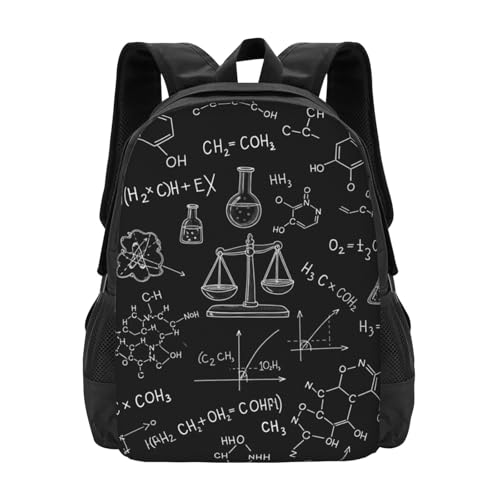 Slim Anti Theft Laptop Backpack Science Formulas Math Chemistry, Large Volume Travel Daypack Durable Polyester Carry Bag for Office Business Outdoor Trekking - color: Design (543)