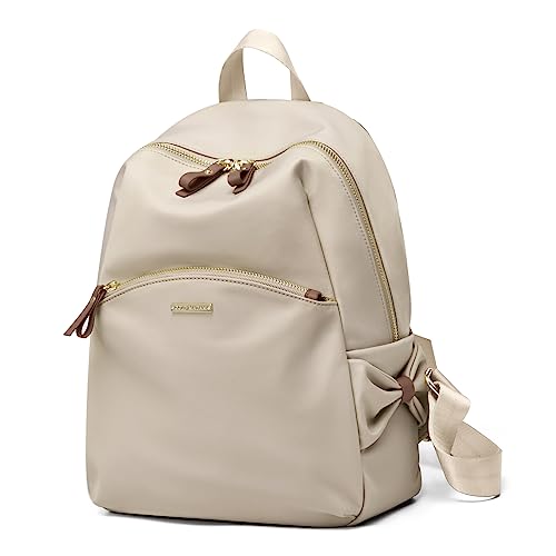 GOLF SUPAGS Stylish Laptop Backpack Purse for Women Girls Casual Travel Daypack Mini Backpack Handbag Nylon Bookbag - color: Apricot