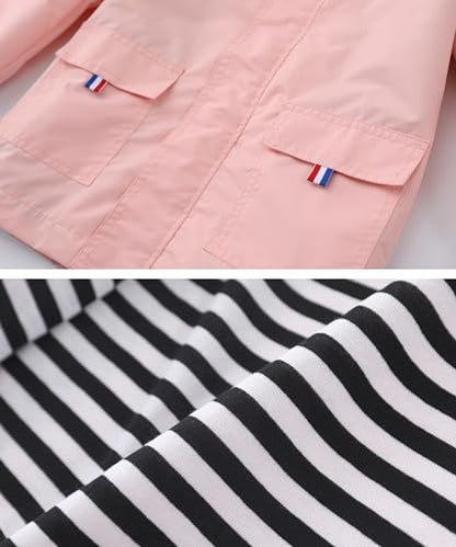M2C Boys Girls Hooded Cotton Lined Rain Jacket Light Windbreaker - color: Baby Pink, size: 3T