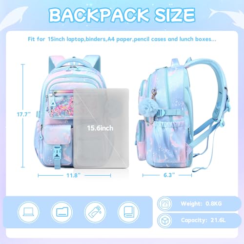 Girls Backpack,School Bag for Kids,Primary,Elementary,teen ages 6-15 Girls Bookbag,Students Kawaii Backpack Blue dolphin - color: Blue Dolphin