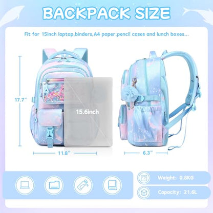 Girls Backpack,School Bag for Kids,Primary,Elementary,teen ages 6-15 Girls Bookbag,Students Kawaii Backpack Blue dolphin - color: Blue Dolphin