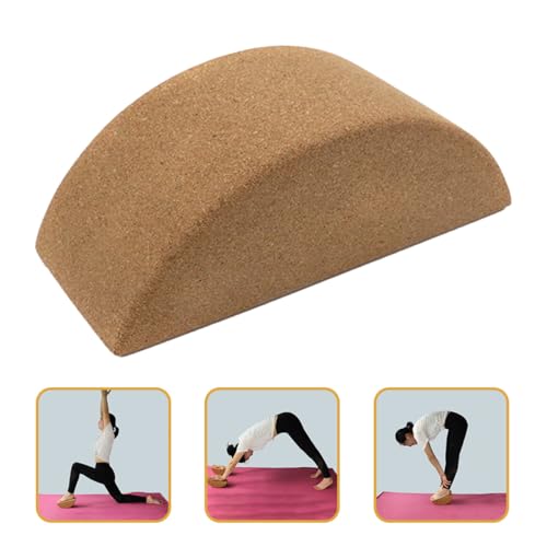 Kichvoe Yoga Balance Brick Set, Small Cork Half-crescent Yoga Blocks with Non-slip Surface for Core Muscle Training and Stability Support in Home Workouts