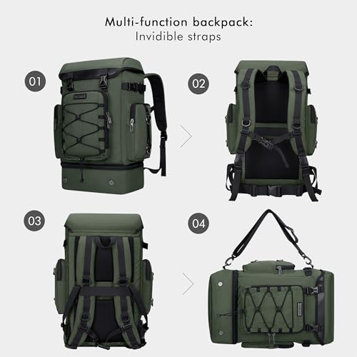 WITZMAN Travel Backpack for Men Women Carry on Bags for Airline Approved Convertible Duffle Luggage Backpack Shoe Compartment（B691 Light Green） - color: Green New