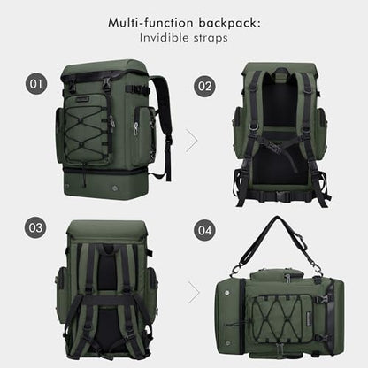 WITZMAN Travel Backpack for Men Women Carry on Bags for Airline Approved Convertible Duffle Luggage Backpack Shoe Compartment（B691 Light Green） - color: Green New