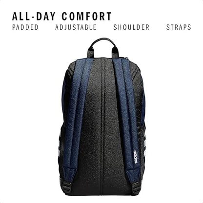 3-Stripe Classic backpack for men and women, bag with laptop sleeve - color: Collegiate Navy/Jersey Onix Grey/White/4.0