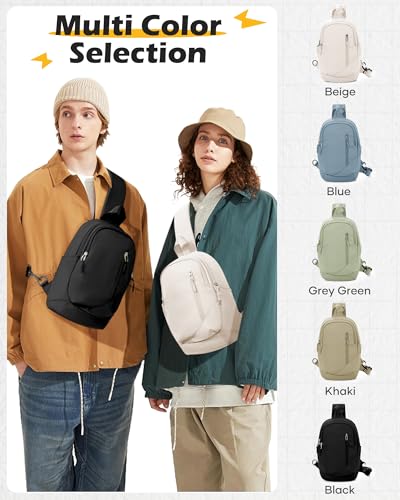 Crossbody Sling Backpacks Sling Bag for Men Women, Shoulder Backpack Chest Bags with USB Charger Port off white - color: Off-white