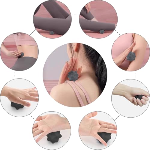 Silicone Massage Balls Set for Myofascial Release,Yoga Deep Tissue,Trigger Point Therapy & Foot Plantar Fasciitis,Muscle Soreness Massager Ball (3 Pack,Black) - style: Spiky Ball Set