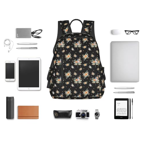 Anti Scratch Polyester Backpack Magical Dragonfly Flower, Smooth Surface Multipurpose Travel Pack for All Weather Daily Use Unisex - color: Picture (374)