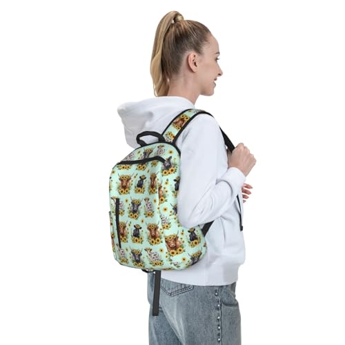 Lightweight Daypack Highland Cows Sunflowers, Stands Upright, Padded Laptop Sleeve, for Commuters & Travel - color: Picture (226)
