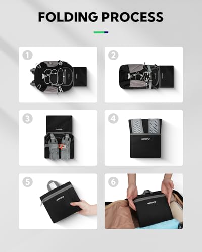 WATERFLY Small Lightweight Packable Backpack: 15L Mini Ultra Light Foldable Travel Daypack with Breathable Shoulder Strap Outdoor Hiking Camping Day Pack for Women Men Black - color: Black
