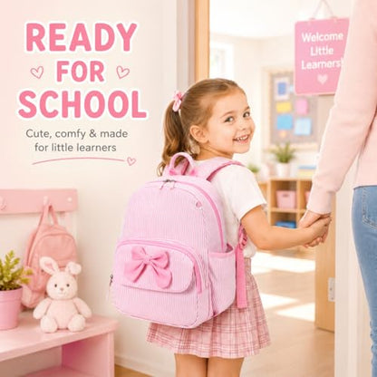 BTOOP Kids Backpack for Boys Girls 3-6, Preschool Kindergarten Backpack with Insulated Lunch Compartment & Chest Strap (Pink Stripes-M, Age 3-6 (14.5" H Fit Folder)) - color: Pink Stripes-m, size: Age 3-6 (14.5" H Fit Folder)