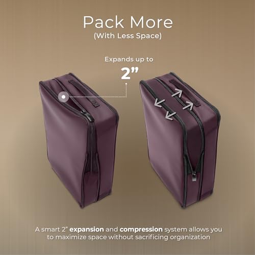 Briggs & Riley Travel Essentials Check In Compression Packing Cube Set - color: Plum, size: Checked