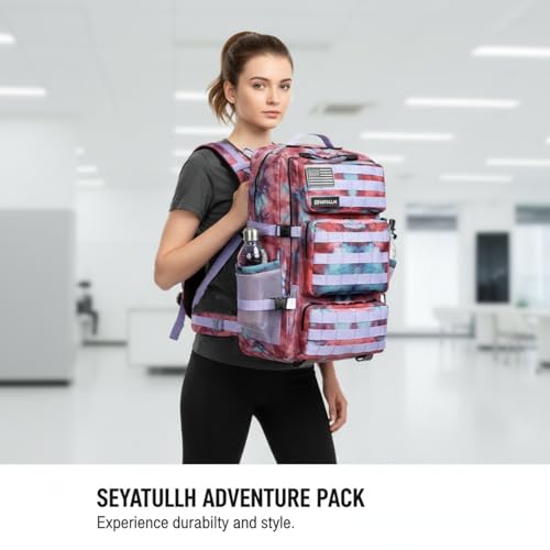 Military Tactical Backpack 55L for Men & Women Bug Out Bag Assault pack Molle Daypack Hiking Trekking Rucksack (Nebula camouflage) - color: Nebula Camouflage