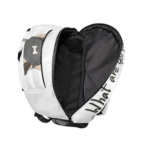 ALAZA Pug Dog Print Puppy Funny Quote Large Backpack for Kids Boys Girls Student Personalized Laptop iPad Tablet Travel School Bag with Multiple Pockets - color: Pug