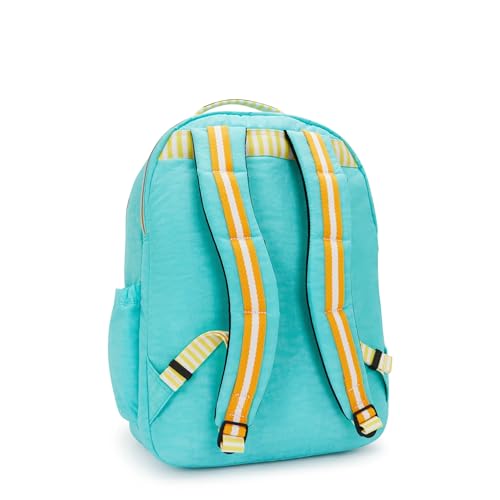 Kipling Women's Seoul Extra Large Fc 17" Laptop Backpack, Durable, Roomy with Padded Shoulder Straps, Built-In Protective Sleeve - color: Poppy Aqua C Fc, size: 13.5''L x 17.75''H x 9''D