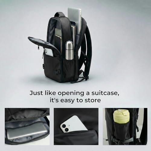 Vacuum Seal Travel Backpack Expandable with Compression System Carry-on Backpack with 17" Laptop Mochila, Water Bottle Pocket, Personal Item Backpack for Weekender Business Hiking, Water Resistant - color: Black, size: 40L