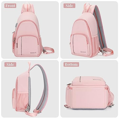 BAIGIO Camera Sling Bag Small Camera Backpack for Photographers,Waterproof Camera Crossbody Bag Travel Caemra Backpack for DSLR SLR Mirrorless Camera - color: Pink