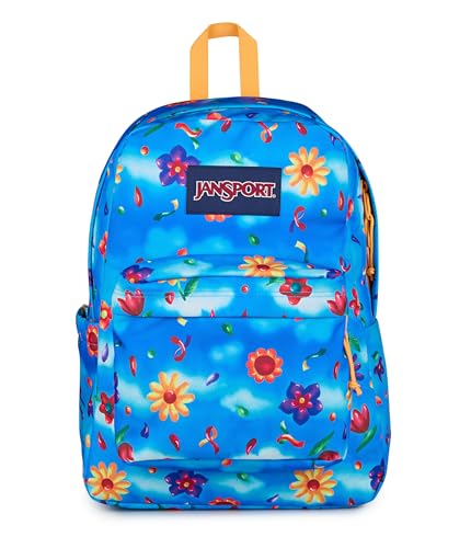 JanSport SuperBreak Plus Backpack with Padded 15-inch Laptop Sleeve and Integrated Bottle Pocket - Spacious and Durable Daypack for Work and Travel, Daydream Floral Blue/Purple/Multi - color: Daydream Floral Blue/Purple/Multi