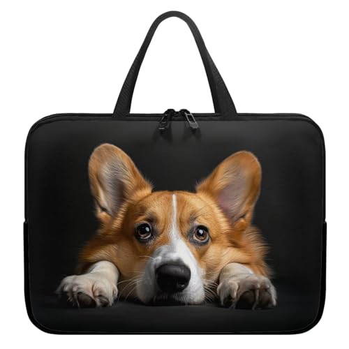 10 Inch Tablet Sleeves, Laptop Tote Bag with Handle, Corgi Zipper Tablet Case Sleeve Neoprene Laptop Shoulder Bag Briefcase, Lightweight Work Bag for Business Travel Office - color: Corgi, size: 10 Inch