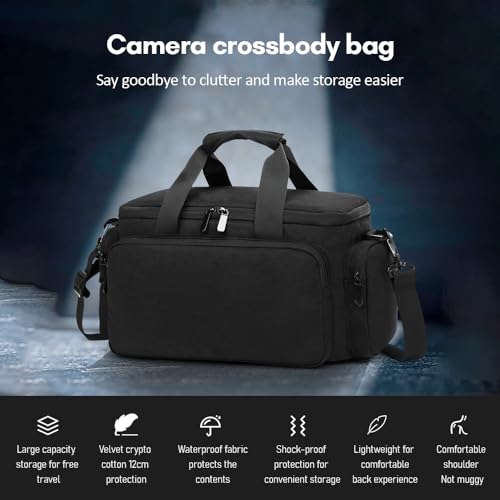 Andoer Camera Case Small Camera Bag Travel Camera Shoulder Bag Water-Resistant Shock-Proof Camcorder Bag DSLR Camera Bag for Mirrorless Camera with Removable Dividers and Shoulder Strap for Women Men